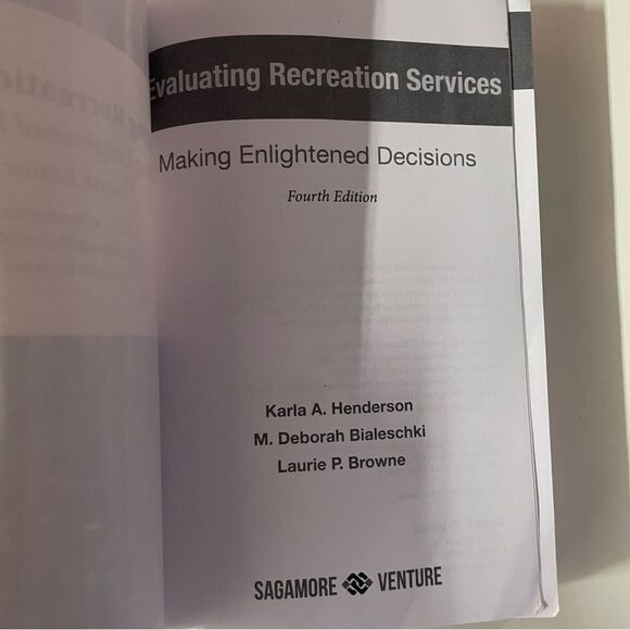 Evaluating Recreation Services: Making Enlightened Decisions 4th Ed Paperback - Picture 3 of 11